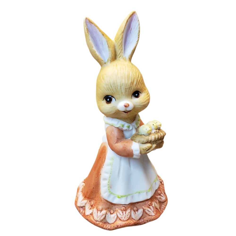 VTG Enesco Easter Figurine Mama Bunny Rabbit Basket of Baby Chicks 1979 Taiwan